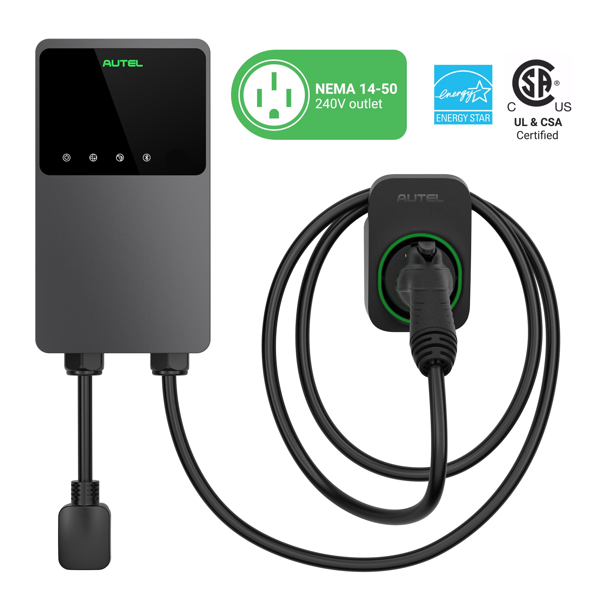 Autel Home Smart Electric Vehicle (EV) Charger up to 50Amp,Level EV Charger,Energy Star, CSA,Wi-Fi and Bluetooth Enabled EVSE, 25-Foot Cable - 1